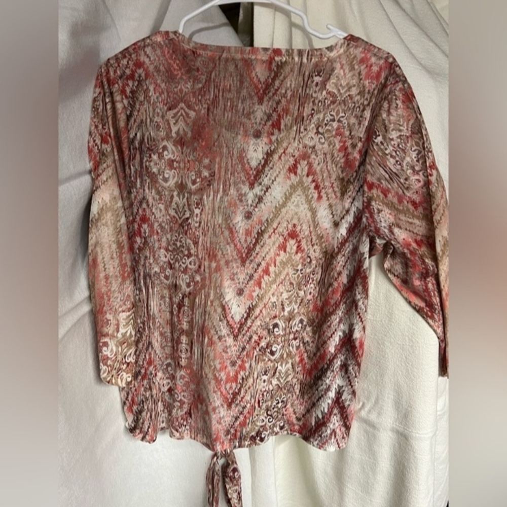Chico's Red And Brown Patterned Blouse - image 2